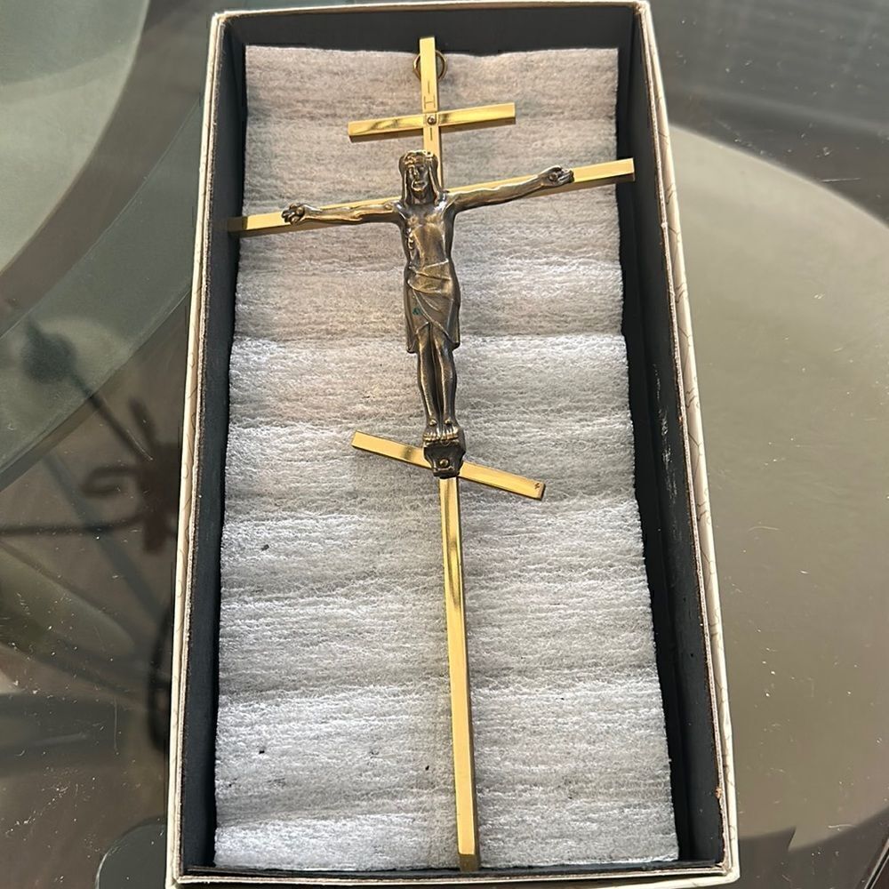 Agapao Brass Greek Crucifix w/gold plated Corpus